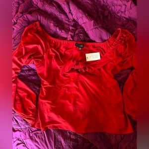 Bright Red Eloquii Bow Top, Size 22/24, NWT